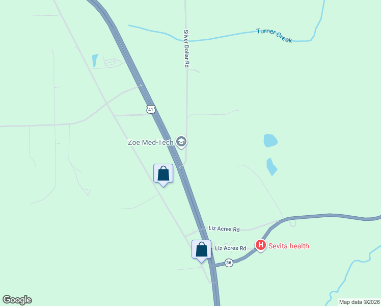 map of restaurants, bars, coffee shops, grocery stores, and more near 115 Silver Dollar Road in Barnesville
