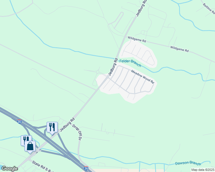 map of restaurants, bars, coffee shops, grocery stores, and more near 110 Deerpath Trail in Summerville
