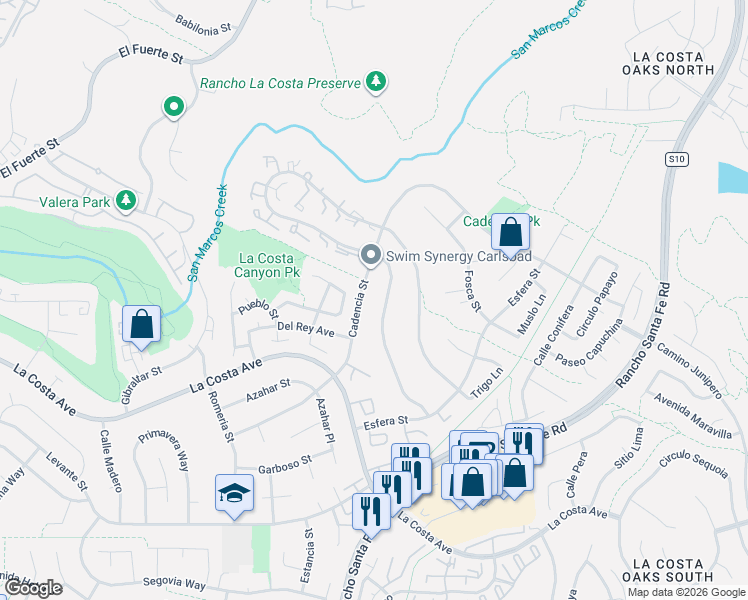 map of restaurants, bars, coffee shops, grocery stores, and more near 3306 Venado Street in Carlsbad