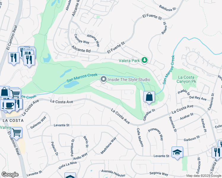 map of restaurants, bars, coffee shops, grocery stores, and more near 2523 Navarra Drive in Carlsbad