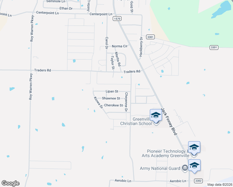 map of restaurants, bars, coffee shops, grocery stores, and more near 115 Shawnee Street in Greenville