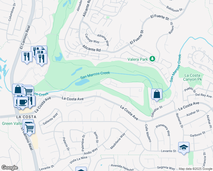 map of restaurants, bars, coffee shops, grocery stores, and more near 2505 Navarra Drive in Carlsbad