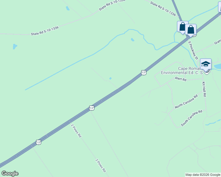map of restaurants, bars, coffee shops, grocery stores, and more near 9982 U.S. 17 in McClellanville