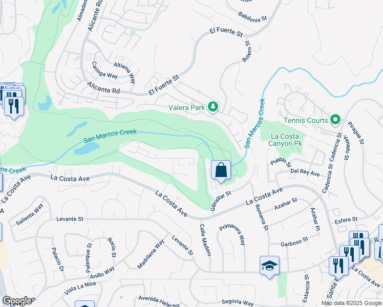 map of restaurants, bars, coffee shops, grocery stores, and more near 2564 Navarra Drive in Carlsbad