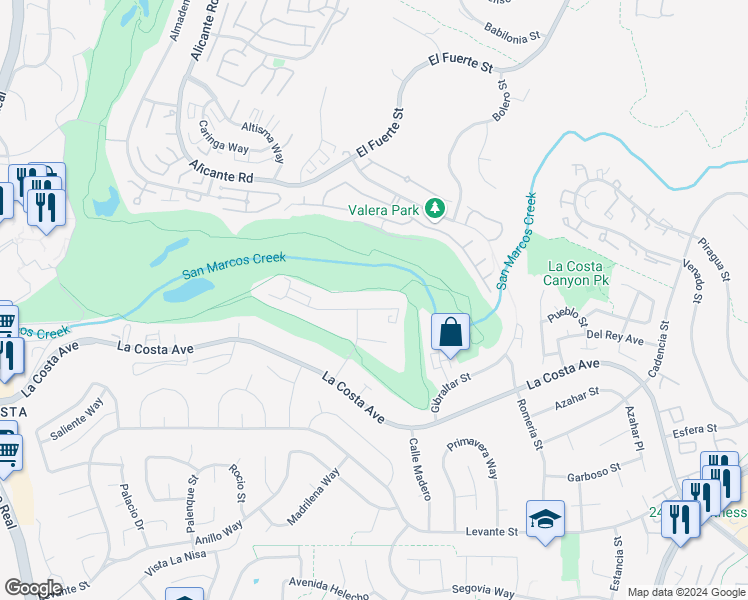 map of restaurants, bars, coffee shops, grocery stores, and more near 2552 Navarra Drive in Carlsbad