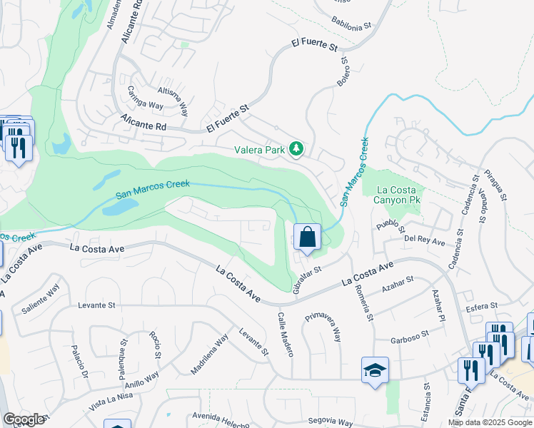 map of restaurants, bars, coffee shops, grocery stores, and more near 2569 Navarra Drive in Carlsbad