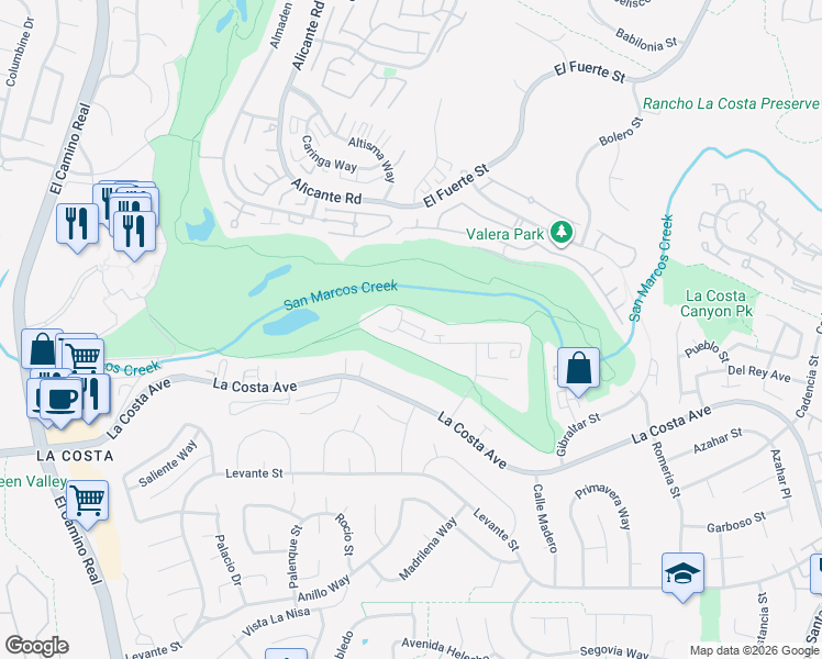 map of restaurants, bars, coffee shops, grocery stores, and more near 2508 Navarra Drive in Carlsbad