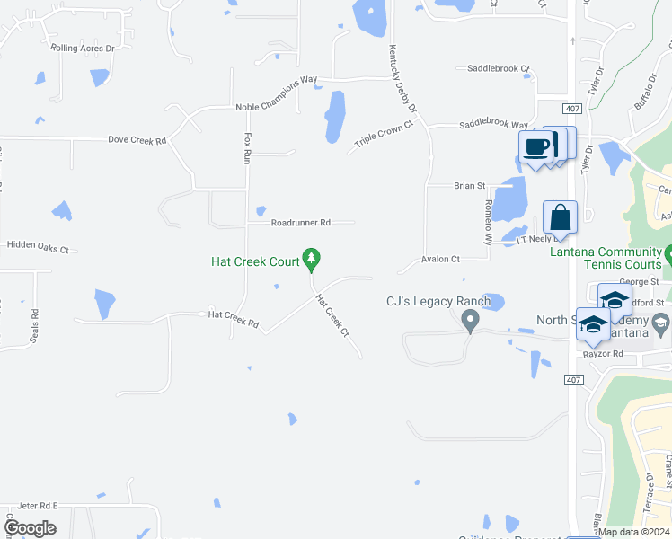 map of restaurants, bars, coffee shops, grocery stores, and more near 1064 Roadrunner Road in Argyle