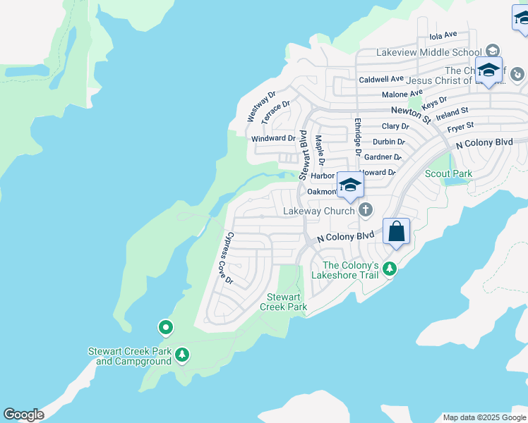 map of restaurants, bars, coffee shops, grocery stores, and more near 3818 Pebble Beach Court in The Colony