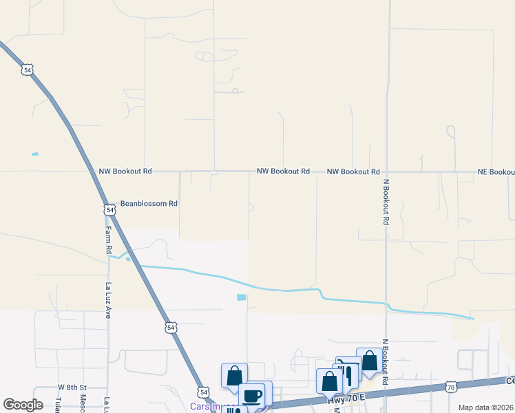 map of restaurants, bars, coffee shops, grocery stores, and more near 56 Bookout Northwest in Tularosa