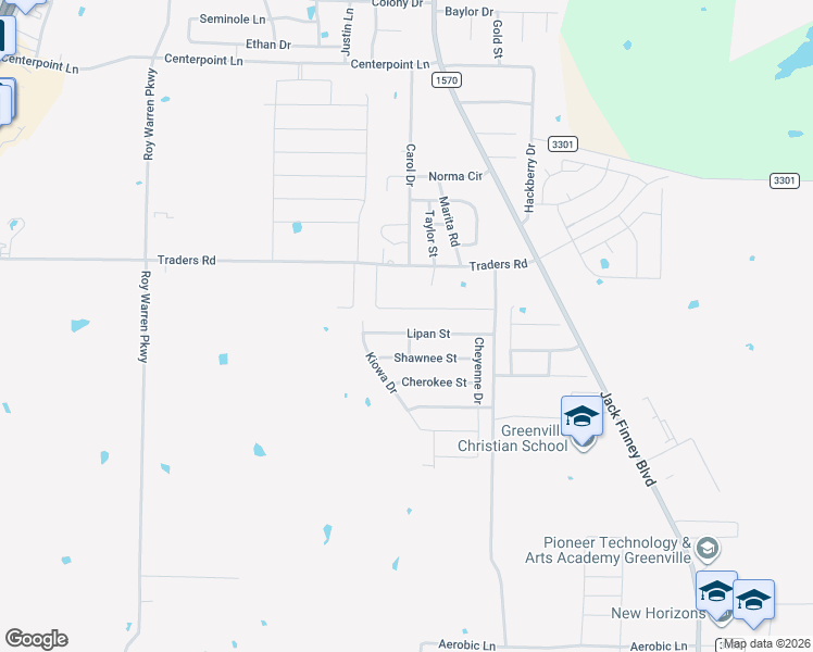 map of restaurants, bars, coffee shops, grocery stores, and more near 138 Lipan Street in Greenville