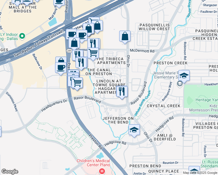 map of restaurants, bars, coffee shops, grocery stores, and more near in Plano