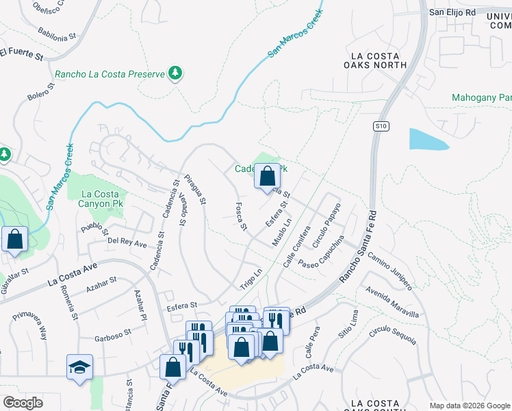 map of restaurants, bars, coffee shops, grocery stores, and more near 7311 Borla Place in Carlsbad