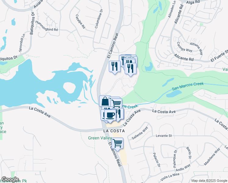 map of restaurants, bars, coffee shops, grocery stores, and more near 2003 Costa Del Mar Road in Carlsbad