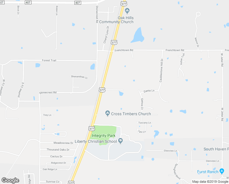 map of restaurants, bars, coffee shops, grocery stores, and more near 8719 U.S. 377 in Argyle