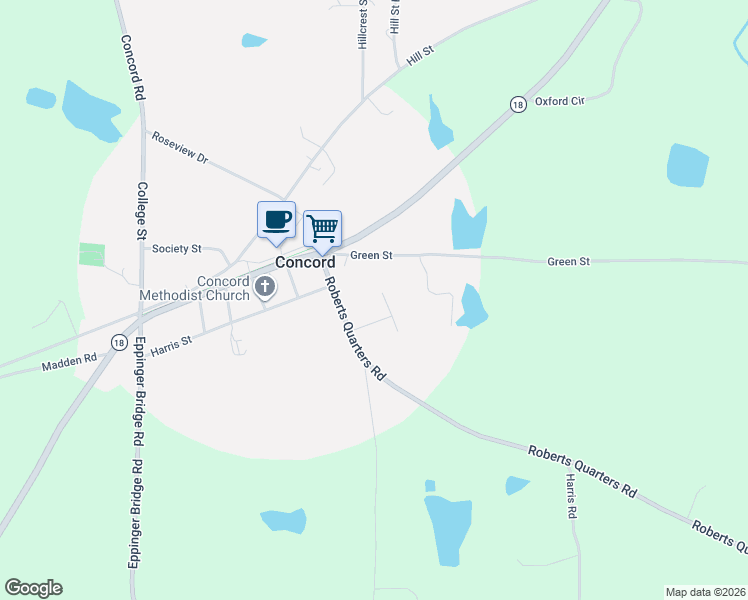 map of restaurants, bars, coffee shops, grocery stores, and more near 53 Concord Court North in Concord