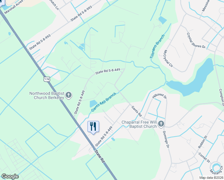 map of restaurants, bars, coffee shops, grocery stores, and more near 605 Grandfather Lane in Summerville