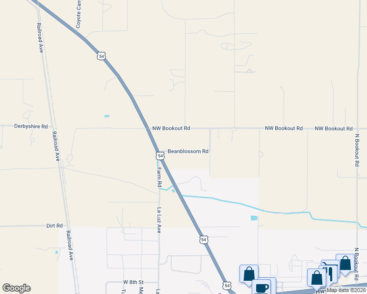 map of restaurants, bars, coffee shops, grocery stores, and more near 11 Beanblossom Road in Tularosa