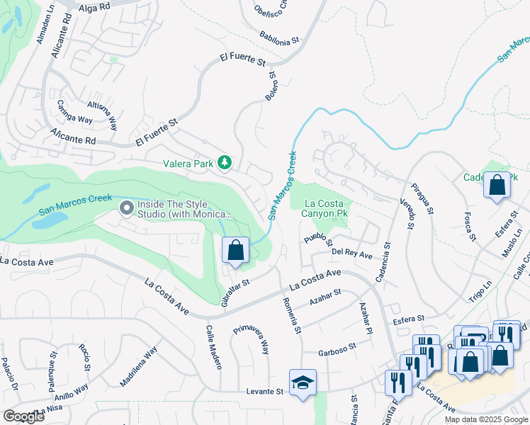 map of restaurants, bars, coffee shops, grocery stores, and more near 2970 Avenida Valera in Carlsbad