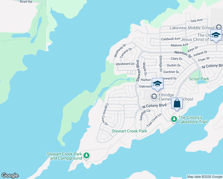 map of restaurants, bars, coffee shops, grocery stores, and more near 6041 Cypress Cove Drive in The Colony