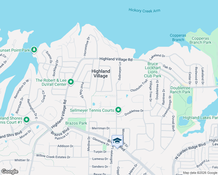 map of restaurants, bars, coffee shops, grocery stores, and more near 410 Lake Vista South in Lewisville