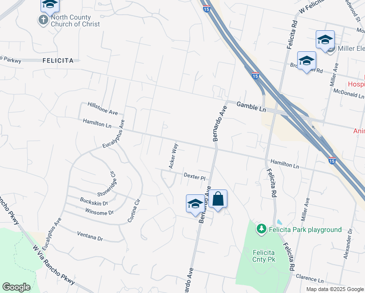 map of restaurants, bars, coffee shops, grocery stores, and more near 1272 Simeon Place in Escondido