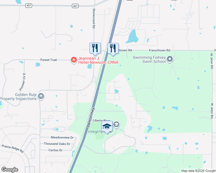 map of restaurants, bars, coffee shops, grocery stores, and more near 8719 U.S. 377 in Argyle