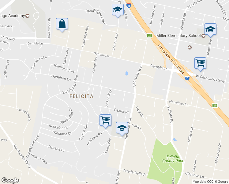 map of restaurants, bars, coffee shops, grocery stores, and more near 1272 Simeon Place in Escondido