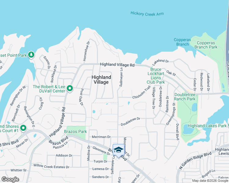 map of restaurants, bars, coffee shops, grocery stores, and more near 410 Lake Vista South in Lewisville