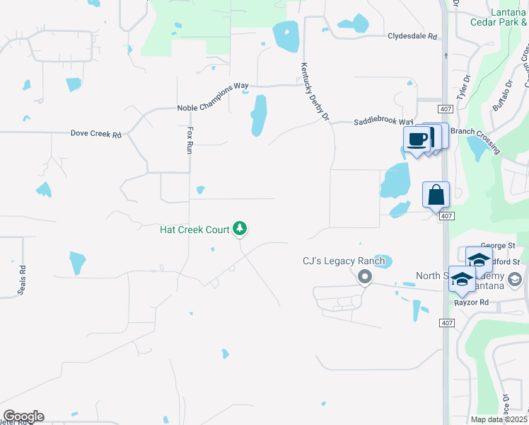 map of restaurants, bars, coffee shops, grocery stores, and more near 1064 Roadrunner Road in Argyle