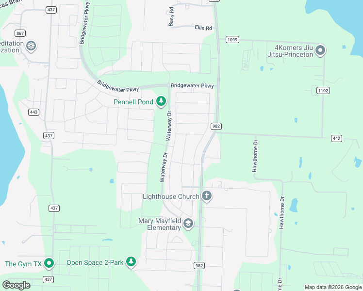 map of restaurants, bars, coffee shops, grocery stores, and more near 5818-6170 Farm to Market Road 982 in Princeton
