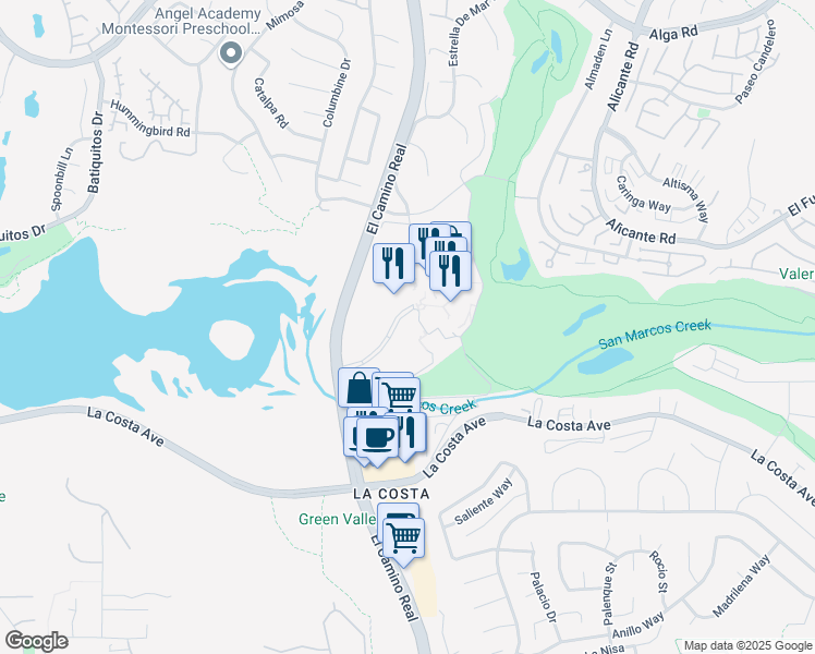 map of restaurants, bars, coffee shops, grocery stores, and more near 2005 Costa Del Mar Road in Carlsbad