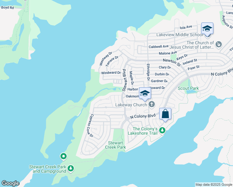 map of restaurants, bars, coffee shops, grocery stores, and more near 3818 Pebble Beach Court in The Colony
