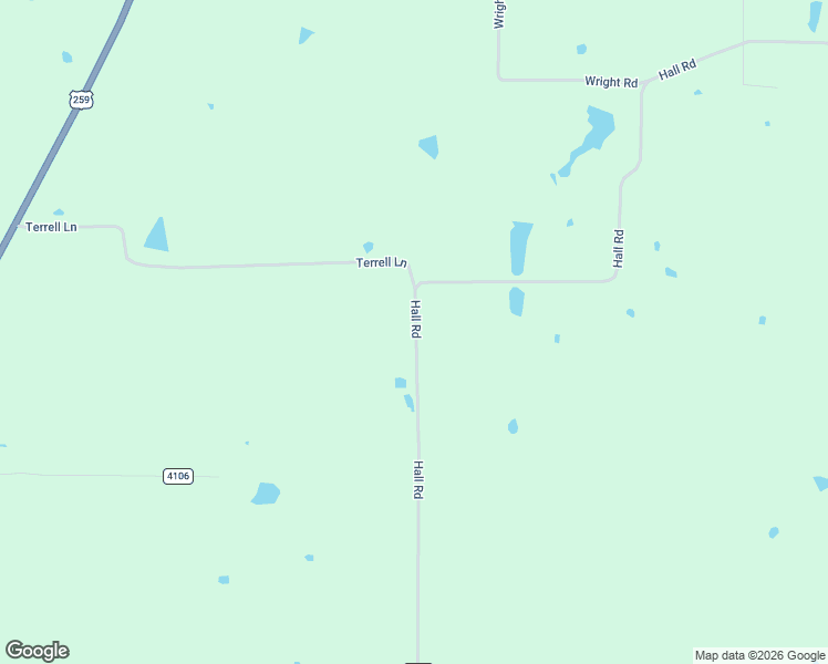 map of restaurants, bars, coffee shops, grocery stores, and more near 1133 Hall Road in Daingerfield