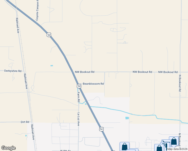 map of restaurants, bars, coffee shops, grocery stores, and more near 1-23 Northwest Bookout Road in Tularosa