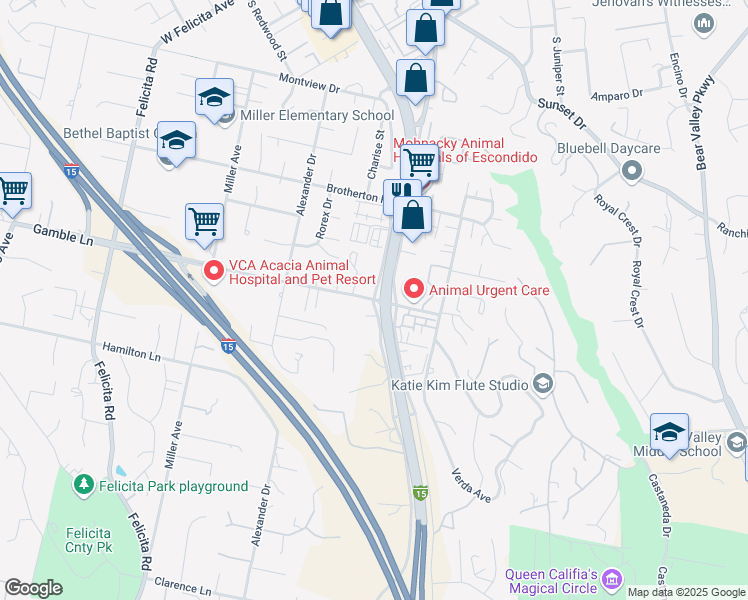 map of restaurants, bars, coffee shops, grocery stores, and more near S Centre City Pkwy & W Citracado Pkwy in Escondido