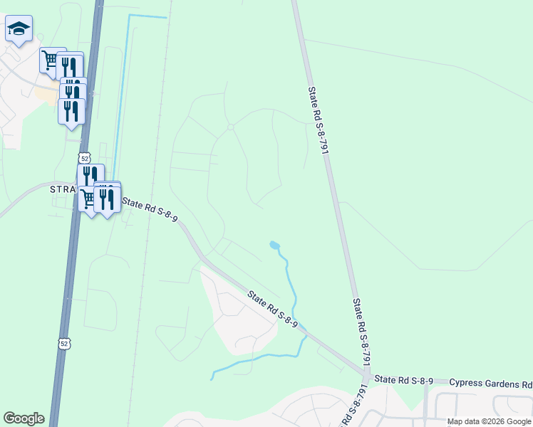 map of restaurants, bars, coffee shops, grocery stores, and more near 1614 Cypress Gardens Road in Moncks Corner