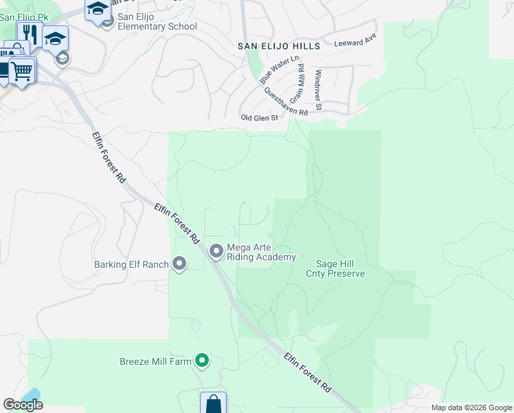 map of restaurants, bars, coffee shops, grocery stores, and more near 20780 Fortuna Del Norte in Escondido
