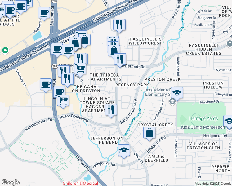 map of restaurants, bars, coffee shops, grocery stores, and more near 8061 Ohio Drive in Plano