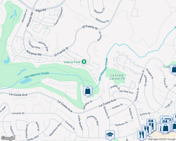 map of restaurants, bars, coffee shops, grocery stores, and more near 2941 Avenida Valera in Carlsbad