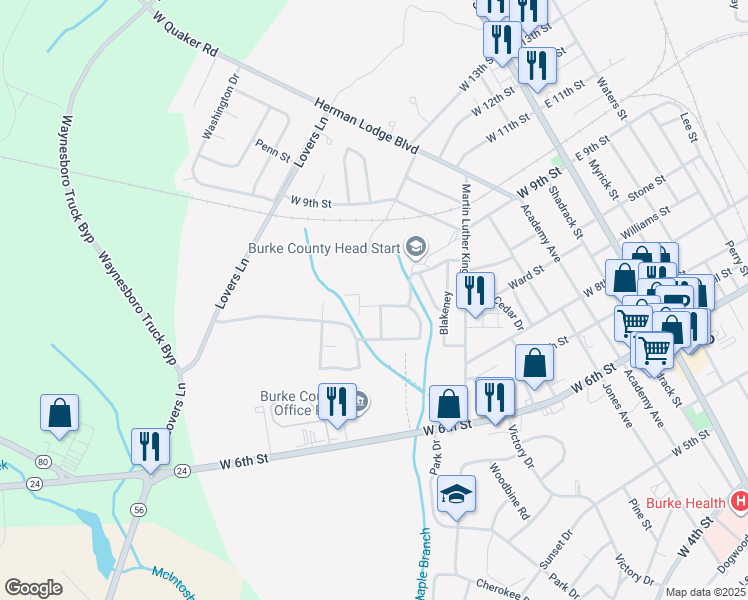 map of restaurants, bars, coffee shops, grocery stores, and more near 210 Independence Drive in Waynesboro