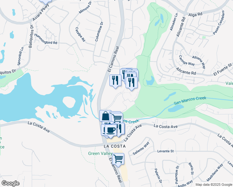 map of restaurants, bars, coffee shops, grocery stores, and more near 2006 Costa Del Mar Road in Carlsbad