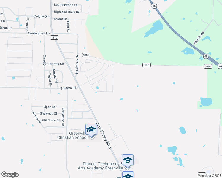 map of restaurants, bars, coffee shops, grocery stores, and more near 7911 Jack Finney Boulevard in Greenville