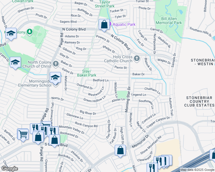map of restaurants, bars, coffee shops, grocery stores, and more near 5730 Green Hollow Lane in The Colony