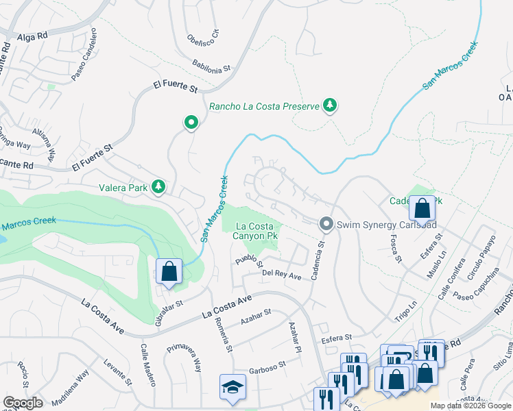 map of restaurants, bars, coffee shops, grocery stores, and more near 3154 Vista Rica in Carlsbad