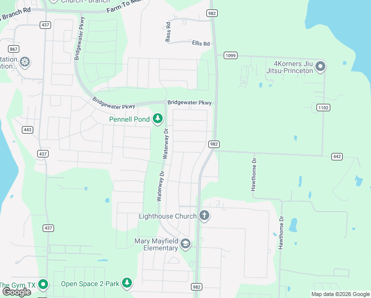 map of restaurants, bars, coffee shops, grocery stores, and more near 5818-6170 Farm to Market Road 982 in Princeton