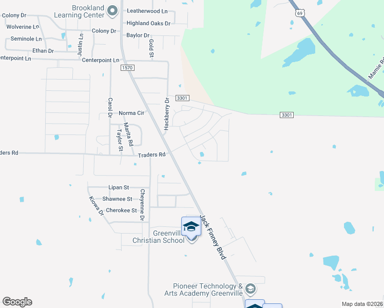 map of restaurants, bars, coffee shops, grocery stores, and more near 7901 Farm to Market 1570 in Greenville