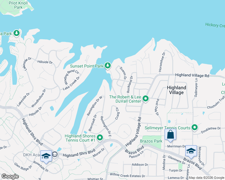 map of restaurants, bars, coffee shops, grocery stores, and more near in Highland Village