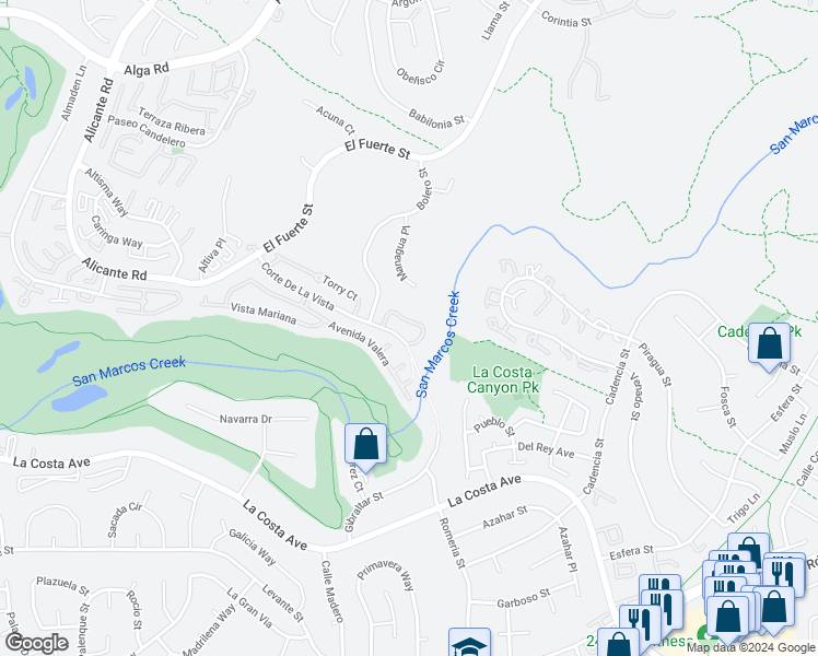 map of restaurants, bars, coffee shops, grocery stores, and more near 2941 Sondra Court in Carlsbad