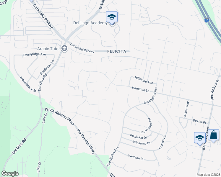 map of restaurants, bars, coffee shops, grocery stores, and more near 1996 Continental Lane in Escondido